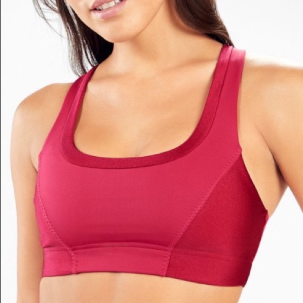 Fabletics Paige Low Impact Sports Bra Chili Red/Ice Shine Size S